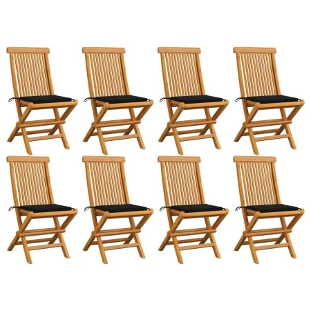 Garden chairs 8 units teak wood with black cushions by vidaXL, Garden chairs - Ref: Foro24-3072924, Price: 493,57 €, Discount: %
