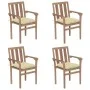 Stackable garden chairs 4 pcs solid teak wood with cushions by vidaXL, Garden chairs - Ref: Foro24-3073396, Price: 501,57 €, ...