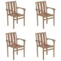 Stapelbare Gartenstühle 4 Stück aus massivem Teakholz mit Kissen von vidaXL, Gartenstühle - Ref: Foro24-3073396, Preis: 501,5...