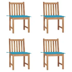 Gartenstühle 4 Einheiten aus massivem Teakholz mit Kissen von vidaXL, Gartenstühle - Ref: Foro24-3073092, Preis: 434,93 €, Ra...