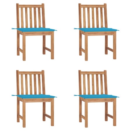 Gartenstühle 4 Einheiten aus massivem Teakholz mit Kissen von vidaXL, Gartenstühle - Ref: Foro24-3073092, Preis: 447,31 €, Ra...
