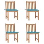 Gartenstühle 4 Einheiten aus massivem Teakholz mit Kissen von vidaXL, Gartenstühle - Ref: Foro24-3073092, Preis: 447,31 €, Ra...
