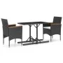 3-piece black garden dining set by vidaXL, Garden sets - Ref: Foro24-3072437, Price: 194,57 €, Discount: %