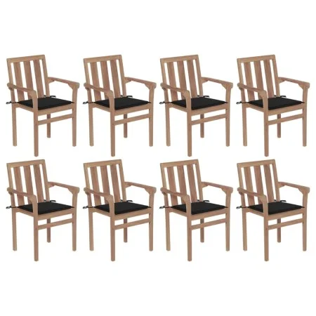 Sillas de jardín apilables 8 uds madera maciza teca con cojines von vidaXL, Gartenstühle - Ref: Foro24-3073440, Preis: 1,00 €...