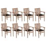 Sillas de jardín apilables 8 uds madera maciza teca con cojines by vidaXL, Garden chairs - Ref: Foro24-3073440, Price: 1,00 €...