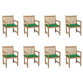 Gartenstühle 8 Stück massives Teakholz mit grünen Kissen von vidaXL, Gartenstühle - Ref: Foro24-3073063, Preis: 1,00 €, Rabat...
