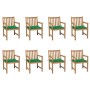Gartenstühle 8 Stück massives Teakholz mit grünen Kissen von vidaXL, Gartenstühle - Ref: Foro24-3073063, Preis: 1,00 €, Rabat...