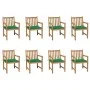 Sillas de jardín 8 uds madera maciza de teca cojines verde de vidaXL, Sillas de jardín - Ref: Foro24-3073063, Precio: 1,00 €,...
