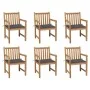 Gartenstühle 6 Stück massives Teakholz mit anthrazitfarbenen Kissen von vidaXL, Gartenstühle - Ref: Foro24-3073031, Preis: 95...