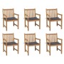 Gartenstühle 6 Stück massives Teakholz mit anthrazitfarbenen Kissen von vidaXL, Gartenstühle - Ref: Foro24-3073031, Preis: 92...