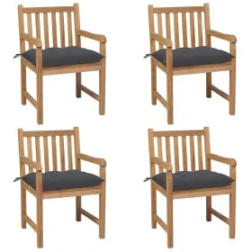 Gartenstühle 4 Stück Teakholz und anthrazitgraue Kissen von vidaXL, Gartenstühle - Ref: Foro24-3073019, Preis: 596,81 €, Raba...