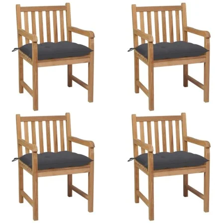 Gartenstühle 4 Stück Teakholz und anthrazitgraue Kissen von vidaXL, Gartenstühle - Ref: Foro24-3073019, Preis: 596,81 €, Raba...