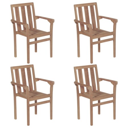 Sillas apilables de jardín 4 unidades madera maciza de teca de vidaXL, Sillas de jardín - Ref: Foro24-3073376, Precio: 485,85...