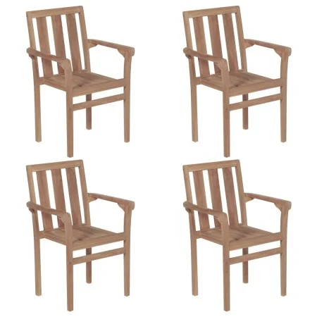 Stapelbare Gartenstühle 4 Einheiten massives Teakholz von vidaXL, Gartenstühle - Ref: Foro24-3073376, Preis: 475,68 €, Rabatt: %