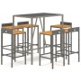 Bar table and garden stools 7 pieces acacia wood PE rattan gray by vidaXL, Garden sets - Ref: Foro24-3187679, Price: 355,40 €...