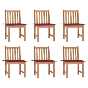 Gartenstühle 6 Einheiten mit massiven Teakholzkissen von vidaXL, Gartenstühle - Ref: Foro24-3073124, Preis: 678,31 €, Rabatt: %