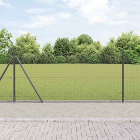 Reja con postes Gris 0.8 x 10 m Acero