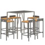 Bar table and garden stools 7 pieces acacia wood PE rattan gray by vidaXL, Garden sets - Ref: Foro24-3187679, Price: 355,40 €...
