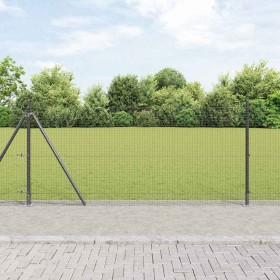 Reja con postes Gris 0.8 x 10 m Acero