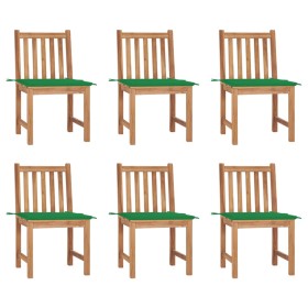 Gartenstühle 6 Einheiten mit massiven Teakholzkissen von vidaXL, Gartenstühle - Ref: Foro24-3073120, Preis: 667,05 €, Rabatt: %