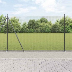 Reja con postes Gris 1.5 x 10 m Acero