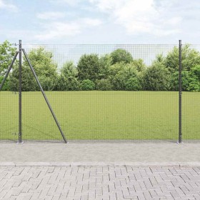 Reja con postes Gris 1.5 x 10 m Acero
