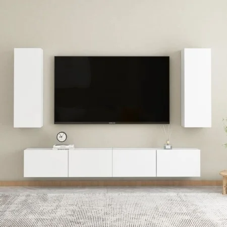 Wohnzimmermöbel 4 Stück Holzwerkstoff weiß von vidaXL, TV-Möbel - Ref: Foro24-3074455, Preis: 200,12 €, Rabatt: %