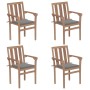 Stackable garden chairs 4 pcs solid teak wood with cushions by vidaXL, Garden chairs - Ref: Foro24-3073380, Price: 513,94 €, ...