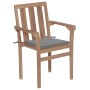 Stackable garden chairs 4 pcs solid teak wood with cushions by vidaXL, Garden chairs - Ref: Foro24-3073380, Price: 513,94 €, ...