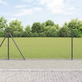 Reja con postes Gris 0.8 x 25 m Acero