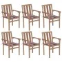 Stackable garden chairs 6 pcs solid teak wood with cushions by vidaXL, Garden chairs - Ref: Foro24-3073419, Price: 735,41 €, ...