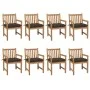 Garden chairs 8 pcs solid teak wood taupé cushions by vidaXL, Garden chairs - Ref: Foro24-3073081, Price: 1,00 €, Discount: %
