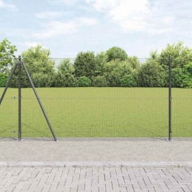 Reja con postes Gris 1.2 x 25 m Acero