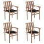 Sillas de jardín apilables 4 uds madera maciza teca con cojines by vidaXL, Garden chairs - Ref: Foro24-3073386, Price: 515,36...