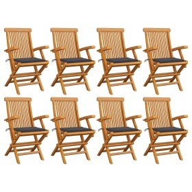 Garden chairs 8 units teak wood with anthracite gray cushions by vidaXL, Garden chairs - Ref: Foro24-3072889, Price: 657,39 €...