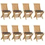 Gartenstühle 8 Stück aus massivem Teakholz mit anthrazitgrauen Kissen von vidaXL, Gartenstühle - Ref: Foro24-3072932, Preis: ...
