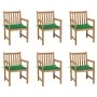 Gartenstühle 6 Stück massives Teakholz mit grünen Kissen von vidaXL, Gartenstühle - Ref: Foro24-3073036, Preis: 849,65 €, Rab...