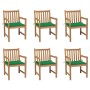 Gartenstühle 6 Stück massives Teakholz mit grünen Kissen von vidaXL, Gartenstühle - Ref: Foro24-3073036, Preis: 886,78 €, Rab...