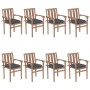 Stapelbare Gartenstühle 8 Stück aus massivem Teakholz mit Kissen von vidaXL, Gartenstühle - Ref: Foro24-3073448, Preis: 1,00 ...