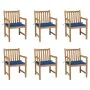 Garden chairs 6 pcs solid teak wood royal blue cushions by vidaXL, Garden chairs - Ref: Foro24-3073041, Price: 971,52 €, Disc...