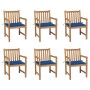 Gartenstühle, 6 Stück, Kissen aus massivem Teakholz, königsblau von vidaXL, Gartenstühle - Ref: Foro24-3073041, Preis: 919,99...