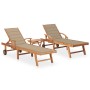 Tumbonas con mesa y cojín 2 unidades madera maciza de teca de vidaXL, Tumbonas - Ref: Foro24-3073174, Precio: 575,36 €, Descu...