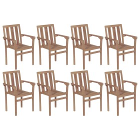 Stackable garden chairs 8 units solid teak wood by vidaXL, Garden chairs - Ref: Foro24-3073378, Price: 1,00 €, Discount: %
