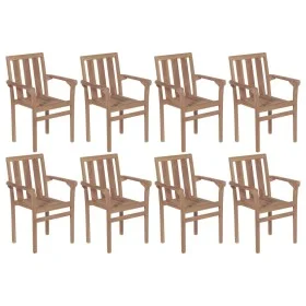 Stackable garden chairs 8 units solid teak wood by vidaXL, Garden chairs - Ref: Foro24-3073378, Price: 1,00 €, Discount: %