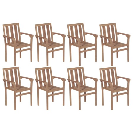 Stapelbare Gartenstühle 8 Einheiten aus massivem Teakholz von vidaXL, Gartenstühle - Ref: Foro24-3073378, Preis: 1,00 €, Raba...
