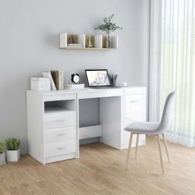 Glänzend weißer Schreibtisch aus Holzwerkstoff, 140 x 50 x 76 cm von vidaXL, Schreibtische - Ref: Foro24-3054786, Preis: 187,...