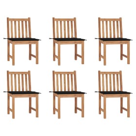 Gartenstühle 6 Einheiten mit massiven Teakholzkissen von vidaXL, Gartenstühle - Ref: Foro24-3073122, Preis: 679,14 €, Rabatt: %