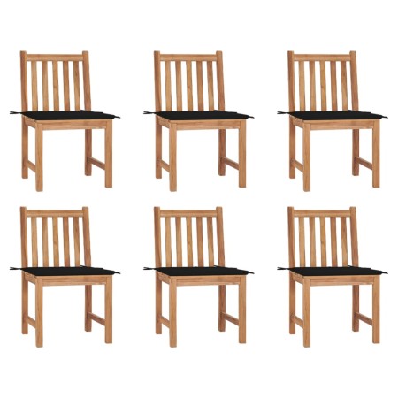 Sillas de jardín 6 unidades con cojines madera maciza de teca de vidaXL, Sillas de jardín - Ref: Foro24-3073122, Precio: 673,...