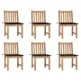 Gartenstühle 6 Einheiten mit massiven Teakholzkissen von vidaXL, Gartenstühle - Ref: Foro24-3073122, Preis: 661,18 €, Rabatt: %
