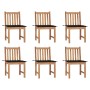 Gartenstühle 6 Einheiten mit massiven Teakholzkissen von vidaXL, Gartenstühle - Ref: Foro24-3073122, Preis: 679,14 €, Rabatt: %